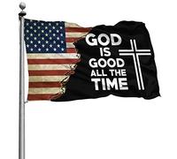 Drapeaux De Jardin Dieu Est Bon Tout Le Temps Jésus-Christ Usa Drapeau Fierté Couleurs Vives Bannières Extérieure Decoration Bannière Jardins Pour Fête Balcon Défilé 90X152CM