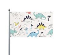 Drapeaux De Jardin Dinosaures Anciens Et Volcan Treer Drapeau Coupe-Vent Et Étancheune Pelouse Drapeaux Pour Patio Célébrations Ferme 90X150 CM