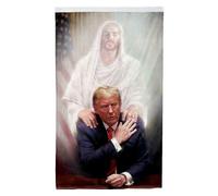 Drapeaux De Jardin Donald Praying With Jesus Shooting Fight 2024 Bannière Extérieure Décorations Treer Drapeau Pour Patio Ferme Balcon Fête 90X150 CM