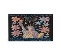 Drapeaux De Jardin Donne-Moi Ta Statue Fatiguée, Ta Pauvre Statue De Garden Flag Coupe-Vent Et Étancheune Treer Drapeau Pour Célébrations Balcon Fête Patio 90X150 Cm