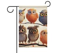 Drapeaux de jardin double face 12 x 18 pouces Petits drapeaux de jardin pour l'extérieur Bannière de vacances Hiboux Oiseaux Drapeau de jardin Été Ferme Toile de jute Drapeaux de bienvenue pour déco