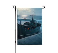 Drapeaux de jardin double face 28 x 40 pouces Petits drapeaux de jardin pour bannière de vacances extérieure Débarquement de Normandie Drapeau de jardin Drapeaux de bienvenue en toile de jute de fer