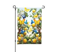 Drapeaux de jardin double face - 30 x 45 cm - Drapeau de bienvenue saisonnier - Citrons et papillons sur l'arbre - Petit drapeau de jardin pour printemps et été - Petits drapeaux pour décorations