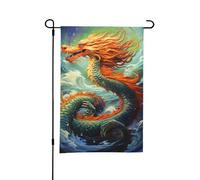 Drapeaux de jardin double face - 30 x 45 cm - Drapeau de bienvenue saisonnier - Dragon chinois - Peinture à l'huile - Petit drapeau de jardin - Printemps - Été - Petits drapeaux pour décorations
