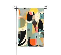 Drapeaux de jardin double face 30 x 45 cm - Drapeau de bienvenue saisonnier - Drapeau d'extérieur du milieu du siècle - Art moderne - Drapeau de jardin pour chat - Printemps - Été - Petits drapeaux