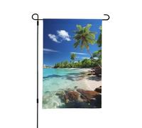 Drapeaux de jardin double face - 30 x 45 cm - Drapeau de bienvenue saisonnier - Drapeau d'extérieur - Paradis tropical - Petit drapeau pour décoration extérieure de cour, pelouse, terrasse, ferme