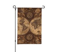 Drapeaux de jardin double face - 30 x 45 cm - Drapeau de bienvenue saisonnier - Drapeau d'extérieur vintage - Carte du monde - Drapeau de jardin - Printemps - Été - Petits drapeaux pour décorations
