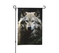 Drapeaux de jardin double face 30 x 45 cm - Drapeau de bienvenue saisonnier - Loup solitaire - Petit drapeau de jardin pour printemps et été - Petits drapeaux pour décorations extérieures cour
