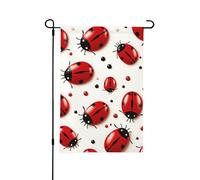 Drapeaux de jardin double face - 30 x 45 cm - Drapeau de bienvenue saisonnier - Motif coccinelle rouge - Petit drapeau de jardin pour printemps et été - Pour décorations extérieures de cour, pelouse