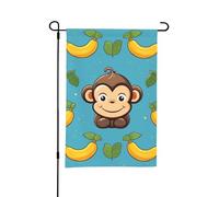 Drapeaux de jardin double face 30 x 45 cm - Drapeau de bienvenue saisonnier - Motif singe et banane - Petit drapeau de jardin pour printemps et été - Petits drapeaux pour décorations extérieures cour