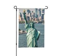 Drapeaux de jardin double face 30 x 45 cm - Drapeau de bienvenue saisonnier - Statue de la liberté à New York - Drapeau de jardin printemps été - Petits drapeaux pour décorations extérieures cour