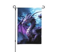 Drapeaux de jardin double face - 30 x 45 cm - Drapeau de bienvenue saisonnier - Violet - Dragon violet - Lune - Drapeau de jardin - Printemps - Été - Petits drapeaux pour décorations extérieures de