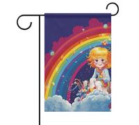 Drapeaux de jardin double face 31 x 46 cm, petits drapeaux de cour pour l'extérieur Bannière de vacances Rainbow Bright_76286083 Drapeau de jardin d'été en toile de jute Drapeau de bienvenue pour