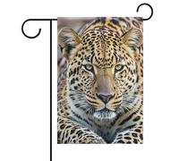 Drapeaux de jardin double face 31 x 46 cm pour l'extérieur - Bannière de vacances - Animal africain - Léopard - Drapeau de jardin d'été en toile de jute - Drapeau de bienvenue pour décoration