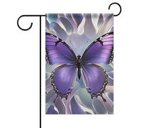 Drapeaux de jardin double face 31 x 46 cm pour l'extérieur - Bannière de vacances - Beau papillon violet - Drapeau de jardin d'été en toile de jute - Drapeau de bienvenue pour décoration extérieure