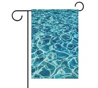 Drapeaux de jardin double face 31 x 46 cm pour l'extérieur - Bannière de vacances - Bleu - Aqua - Piscine - Drapeau de jardin - Drapeau de bienvenue en toile de jute pour décoration extérieure