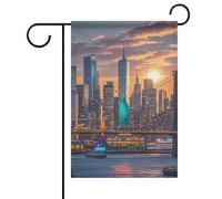 Drapeaux de jardin double face 31 x 46 cm pour l'extérieur - Bannière de vacances - Drapeau de jardin de la ville de New York - Drapeau de bienvenue en toile de jute pour décoration extérieure