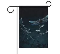 Drapeaux de jardin double face 31 x 46 cm pour l'extérieur Bannière de vacances libellule sur plante Drapeau de jardin d'été en toile de jute Drapeau de bienvenue pour décoration extérieure, terrasse
