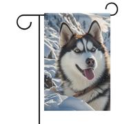 Drapeaux de jardin double face 31 x 46 cm pour l'extérieur des vacances, bannière adorable Huskies, drapeau de jardin, ferme d'été, drapeau de bienvenue en toile de jute pour décoration extérieure