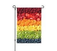 Drapeaux de jardin double face aux fruits arc-en-ciel, décoration saisonnière pour décoration de porche de cour
