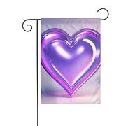Drapeaux de jardin double face avec cœurs violets - Petite bannière de jardin pour l'extérieur - 30,5 x 45,7 cm - Drapeau décoratif extérieur vertical pour toutes les saisons