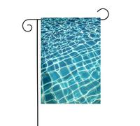 Drapeaux de jardin double face - Bleu - Pour piscine - Petite bannière de jardin pour l'extérieur - 30,5 x 45,7 cm - Drapeau décoratif extérieur vertical pour toutes les saisons