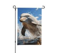 Drapeaux de jardin double face de 30 x 45 cm - Drapeau de bienvenue saisonnier - Drapeau d'extérieur - Il y a un dauphin sautant - Drapeau de jardin printemps été - Petits drapeaux pour décorations