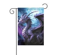 Drapeaux de jardin double face - Dragon violet - Drapeau de lune violet - Petite bannière de jardin pour l'extérieur - 30,5 x 45,7 cm - Drapeau décoratif extérieur vertical pour toutes les saisons