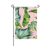 Drapeaux de jardin double face en feuilles de bananier fraîches, décoration saisonnière pour cour avant porche