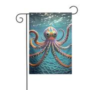 Drapeaux de jardin double face en forme de pieuvre géante - Petite bannière de jardin pour l'extérieur - 30,5 x 45,7 cm - Drapeau décoratif d'extérieur vertical pour toutes les saisons
