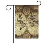 Drapeaux de jardin double face personnalisés, carte du monde antique globeimprimé, 30,5 x 45,7 cm, tissu en lin anti-plis, drapeaux de cour personnalisés pour ferme, terrasse, jardin, décoration