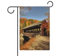 Drapeaux de jardin double face personnalisés, pont recouvert d'Albany imprimé 30,5 x 45,7 cm, tissu en lin anti-plis, drapeaux de cour personnalisés pour ferme, terrasse, jardin, décoration extérieure