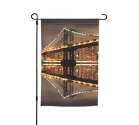 Drapeaux de jardin double face pour décoration extérieure, bannière de cour en polyester robuste de 45 x 30 cm, drapeau de jardin de nuit New York Manhattan, fanion de jardin de nuit, fanion de