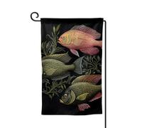 Drapeaux de jardin double face pour l'hiver - Drapeau de jardin en forme de poisson - Drapeau de jardin vertical pour toutes les saisons