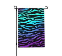 Drapeaux de jardin double face violets, bleus et verts, motif camouflage zèbre - Drapeau de jardin vibrant et durable, drapeaux de pelouse polyvalents et petits drapeaux de jardin