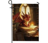 Drapeaux De Jardin Dragon Rouge Dragon Mignon Drapeau Pirate Imprimé Bannière, Pour D'Intérieur, Balcon, Jardin, 30x45cm