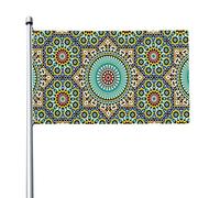 Drapeaux de jardin drapeau marocain de modèle de couleur, drapeaux de maison de cour de jardin bannière de salutation, décor extérieur de partie à la maison 152x90 cm