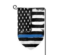 Drapeaux De Jardin Drapeau Noir Thin Blue Line Décorations Garden Flag Résiste Aux Intempéries Treer Drapeau Pour Célébrations Balcon Fête 30X45Cm