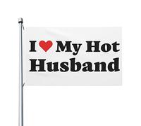 Drapeaux De Jardin Drôle, J'Aime Mon Mari Sexy, J'Aime Mon Mari Sexy, Cadeau Blanc Drapeaus Décoratif Imperméabiliser Drapeau Fierté Decoration Bannières Extérieure Pour Balcon Défilé 90X152CM