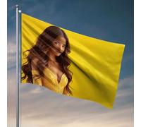 Drapeaux de jardin drôle robe florale dorée avec longs cheveux ondulés. Drapeaux de drapeau pour votre chambre homme grotte bar (30 x 45 cm)