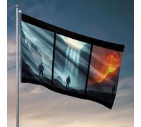 Drapeaux de jardin drôles d'éruption volcanique, cascade, paysage montagneux. Drapeaux pour votre chambre d'homme caverne bar (30 x 45 cm)