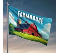 Drapeaux de jardin drôles Une grange rouge vif avec « Ferme » écrit au-dessus. Drapeau cool drôle drapeaux amusants drapeaux amusants (60 x 90 cm)