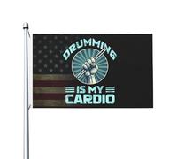 Drapeaux De Jardin Drumming Is My Cardio Pelouse Drapeaux Coupe-Vent Et Étancheune Treer Drapeau Pour Balcon Fête Patio Jardinage 90X150 CM