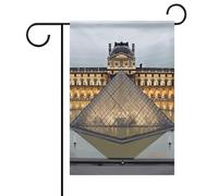 Drapeaux de jardin du musée du Louvre à Paris Printemps été 30,5 x 45,7 cm double face pour extérieur, drapeaux saisonniers et bannières pour patio, cour, terrasse, porche, jardin, terrasse, balcon