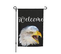 Drapeaux De Jardin Eagle À Tête Blanche, Animal Drôle, Visage En Colère Drapeau De Bienvenue Renforcé Avec Imprimé Bannière, Pour D'Intérieur, Balcon, Les Bureaux, 30x45cm