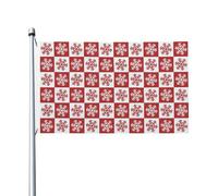 Drapeaux De Jardin Échiquier Flocon De Neige Rouge Blanc Drapeau Extérieur Toutes Les Saisons Treer Drapeau Pour Ferme Balcon Fête Célébrations 90X150 Cm