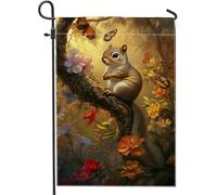 Drapeaux De Jardin Écureuil De Printemps Et D'Été Décorations Drapeau Extérieur Premium Treer Drapeau Pour Balcon Fête Patio 30X45Cm