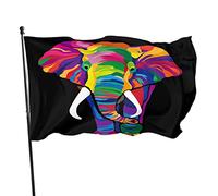 Drapeaux De Jardin Éléphant Arc-En-Ciel Couleur Vive Safari Africain Animal Éléphants Bannière Jardins Durable Bannières Extérieure Résistant Drapeaus Décoratif Pour Défilé Balcon 90X152CM