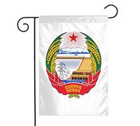 Drapeaux De Jardin Emblème De La Corée Du Nord Coupe-Vent Et Étancheune Drapeau Extérieur Résiste Aux Intempéries Pelouse Drapeaux Pour Patio Ferme 30X45Cm