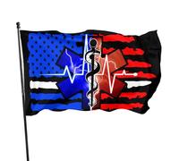 Drapeaux De Jardin Ems Star Of Life Emt Garden Flag Premium Pelouse Drapeaux Pour Célébrations Jardinage Patio 90X150 CM